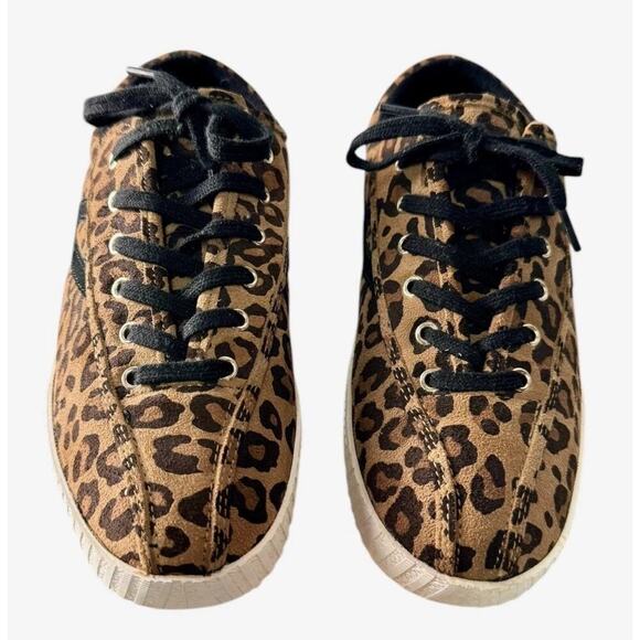 Tretorn Womens Brown Leopard Print Leather Sneaker Shoes Size 8.5 - Picture 3 of 9